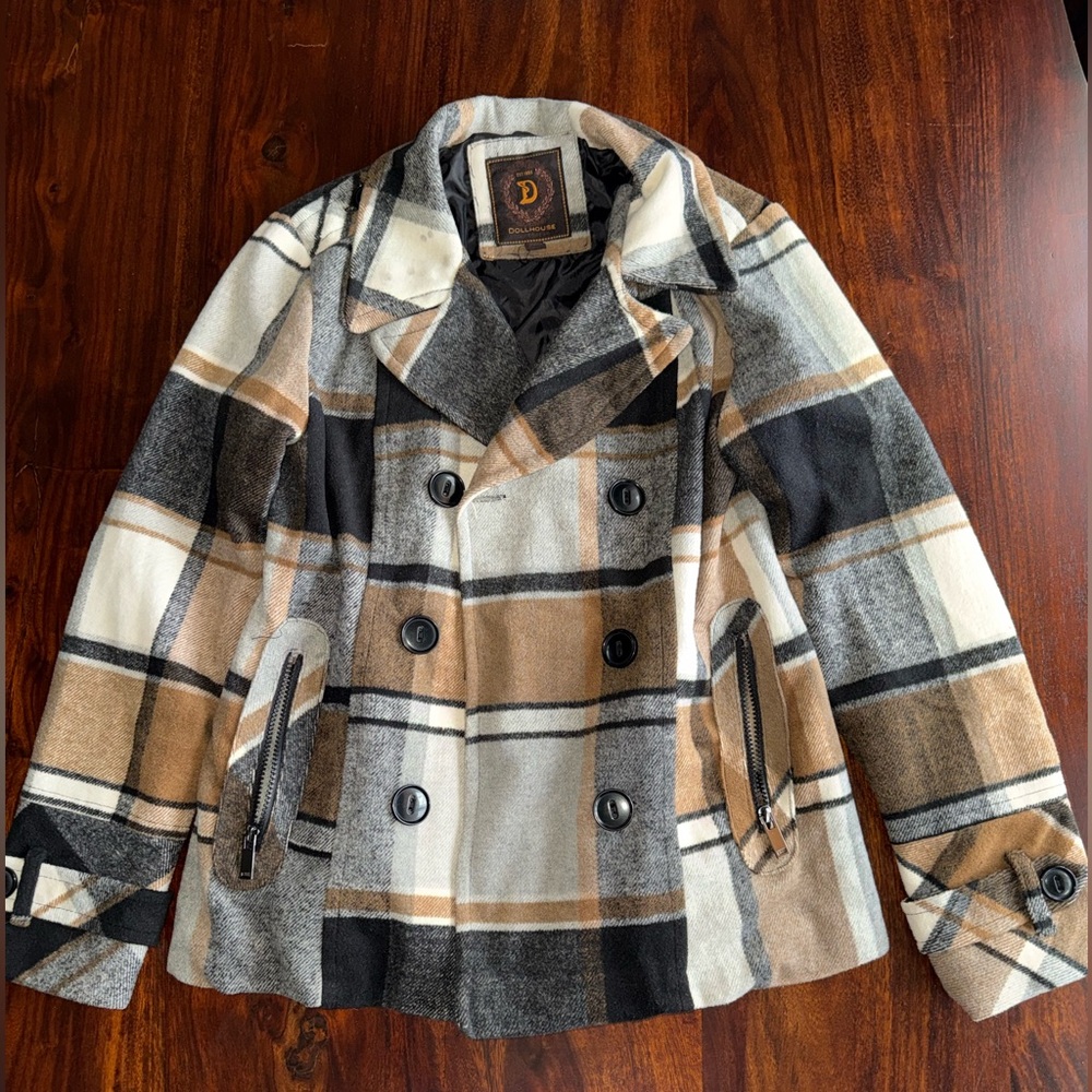 Women’s Plaid Peacoat